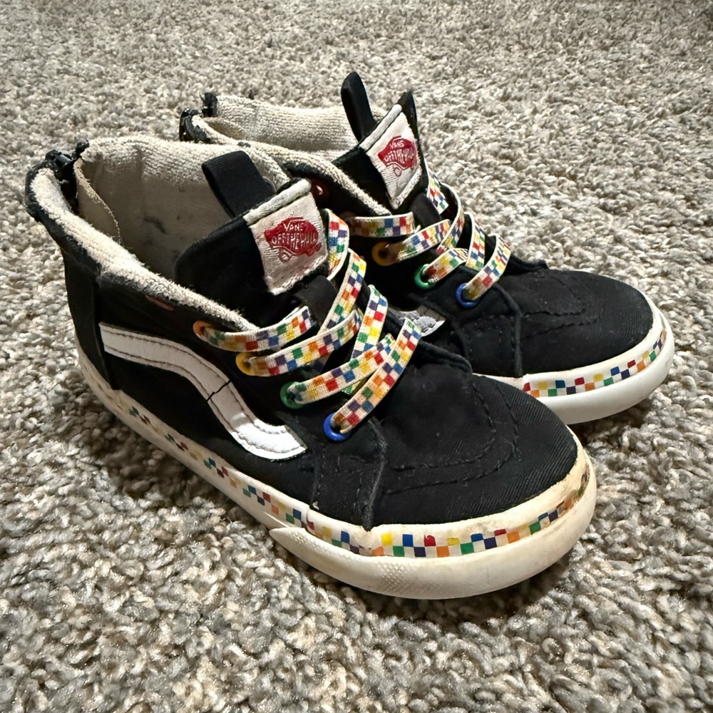 Vans Kids Black Sneakers with Colorful Accents